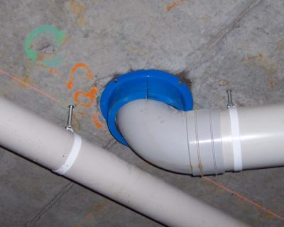 correct installation of PROMASEAL® FCS Retrofit Collars (Socket Collars), designed to be fitted to existing pipe work that passes through floor slabs.